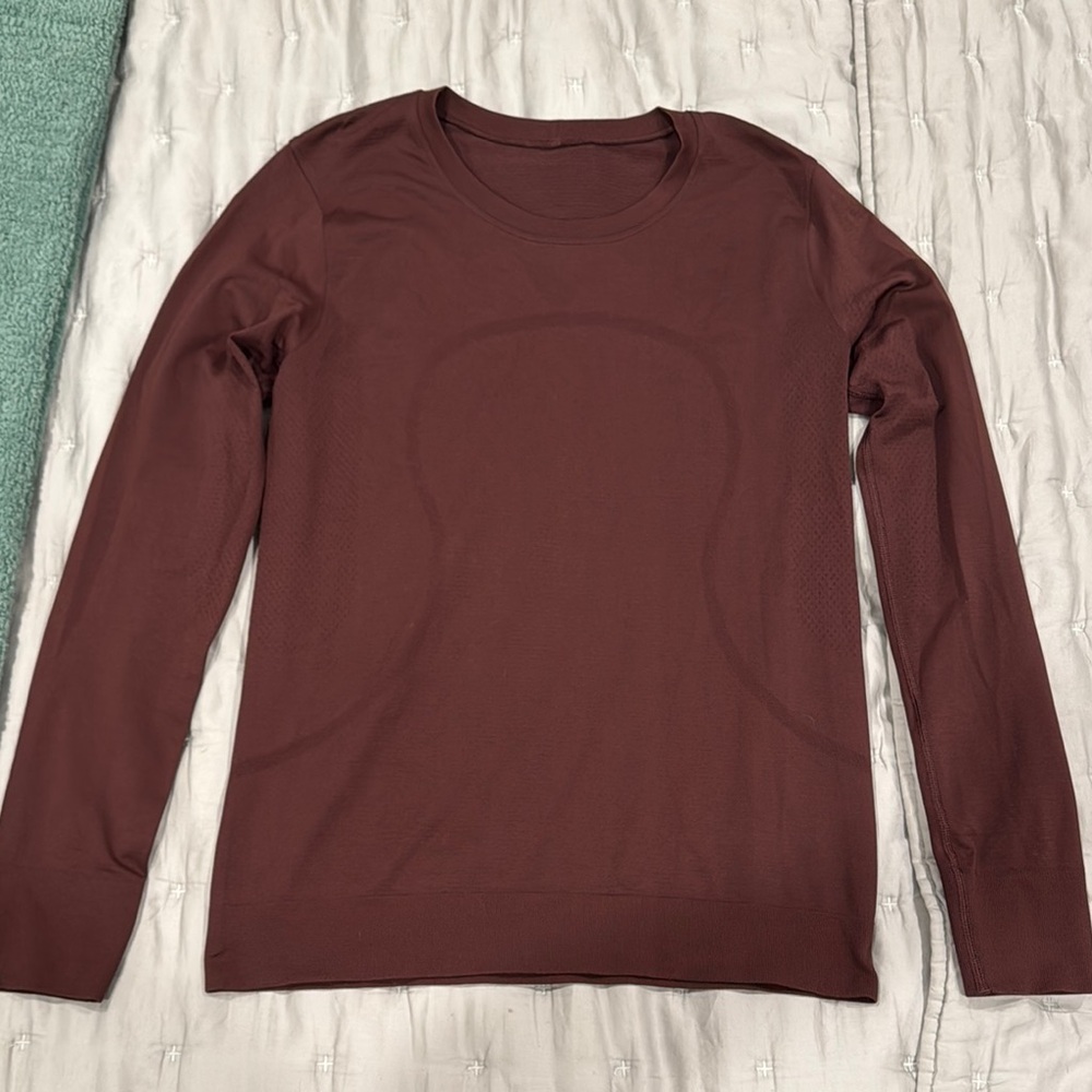 Brown Long Sleeve Tee with Classic Crew Neck
